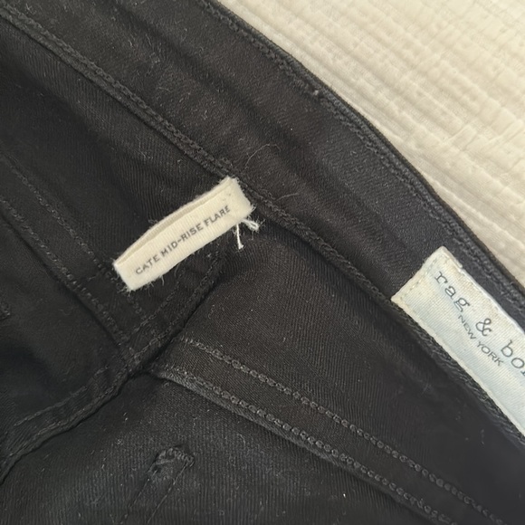 Rag & Bone Cate Mid Rise Flare Size 25 in Black with White Racer Stripes - Picture 5 of 5